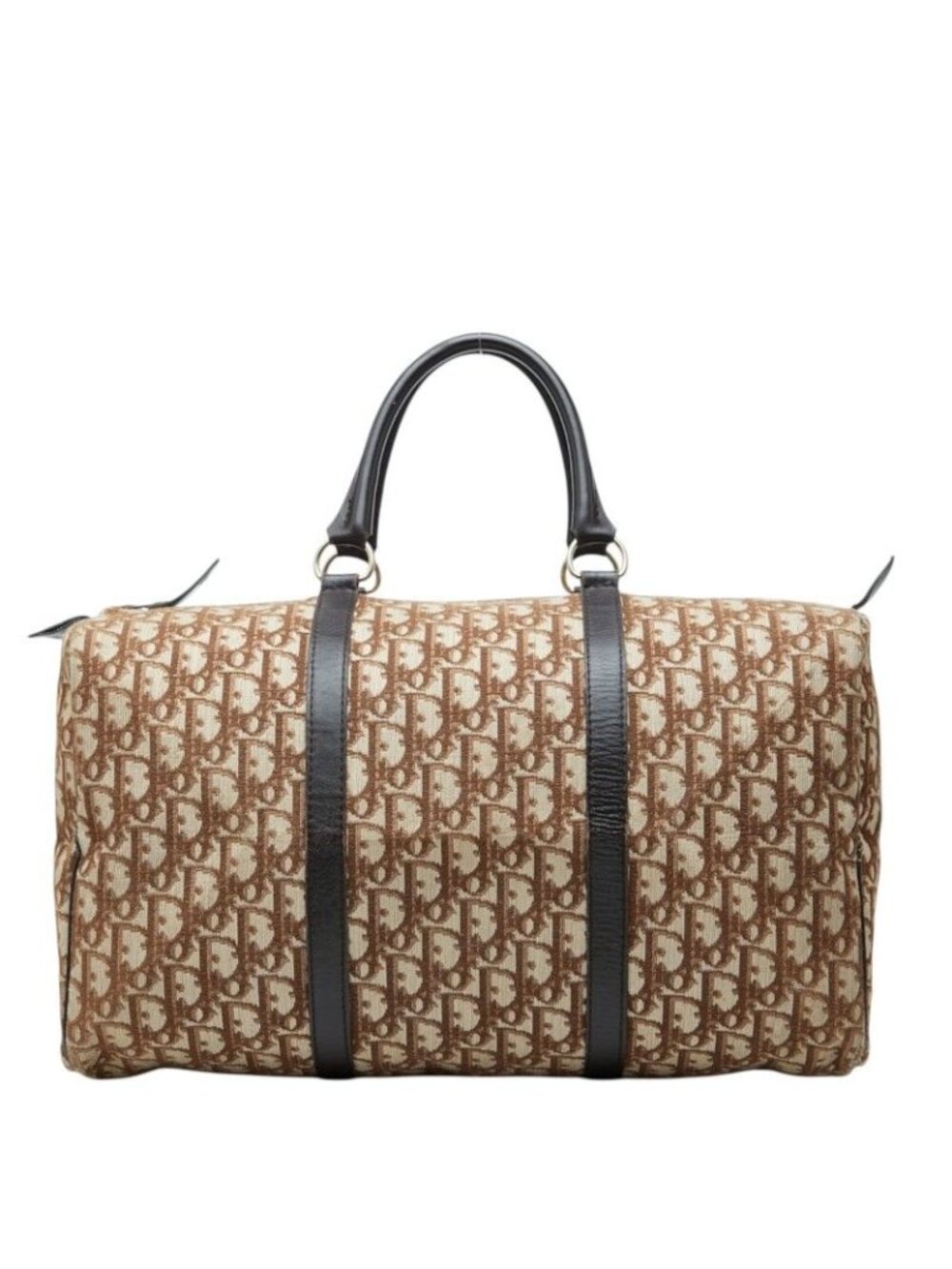 Dior Trotter Boston Bag Beige Brown Canvas Leather